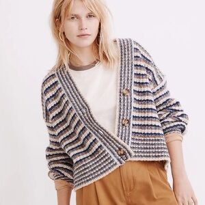 Madewell Waller Stripe Crop Cardigan, Size XS